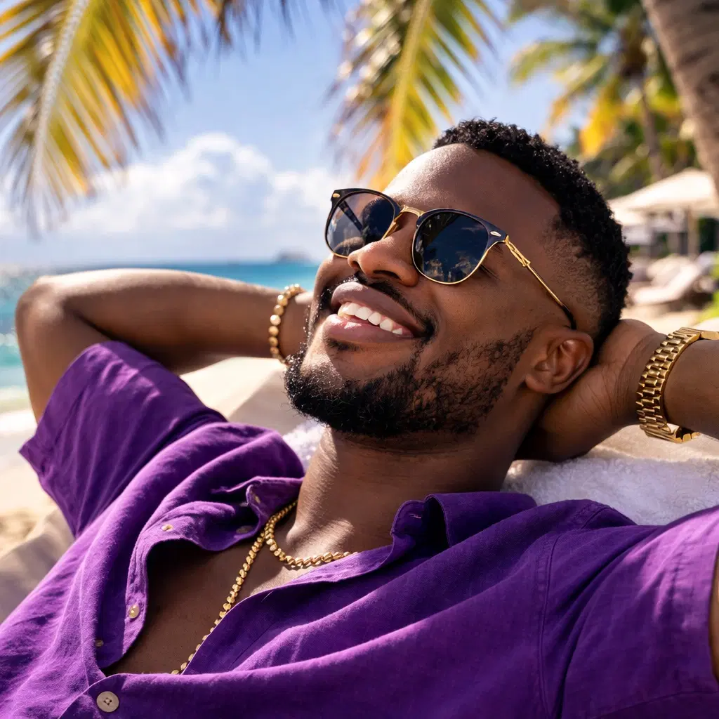 Man in sunglasses relaxing